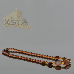 Olive round amber beads necklace